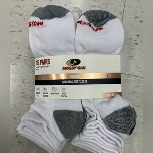 NWT Mossy Oak Men's cushion quarter sport socks - 15 Pairs